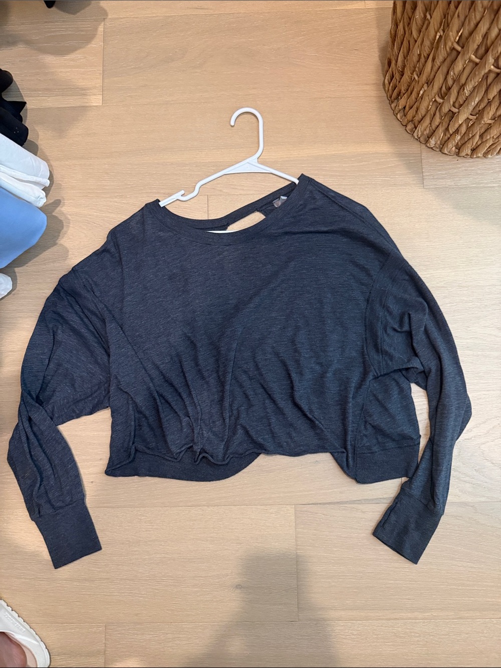 FP Movement by Free People Charcoal Cropped Crewneck Top - Picture 1 of 3